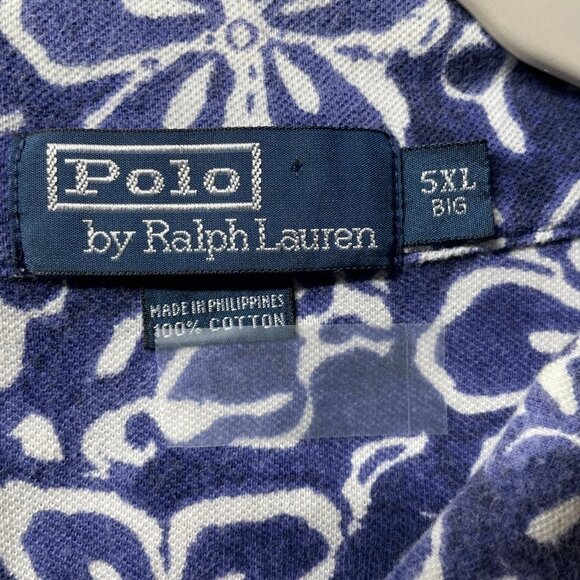 Polo By Ralph Lauren Mens Blue Floral Hawaiian Classic Fit Polo Shirt 5XL Big - Picture 3 of 6